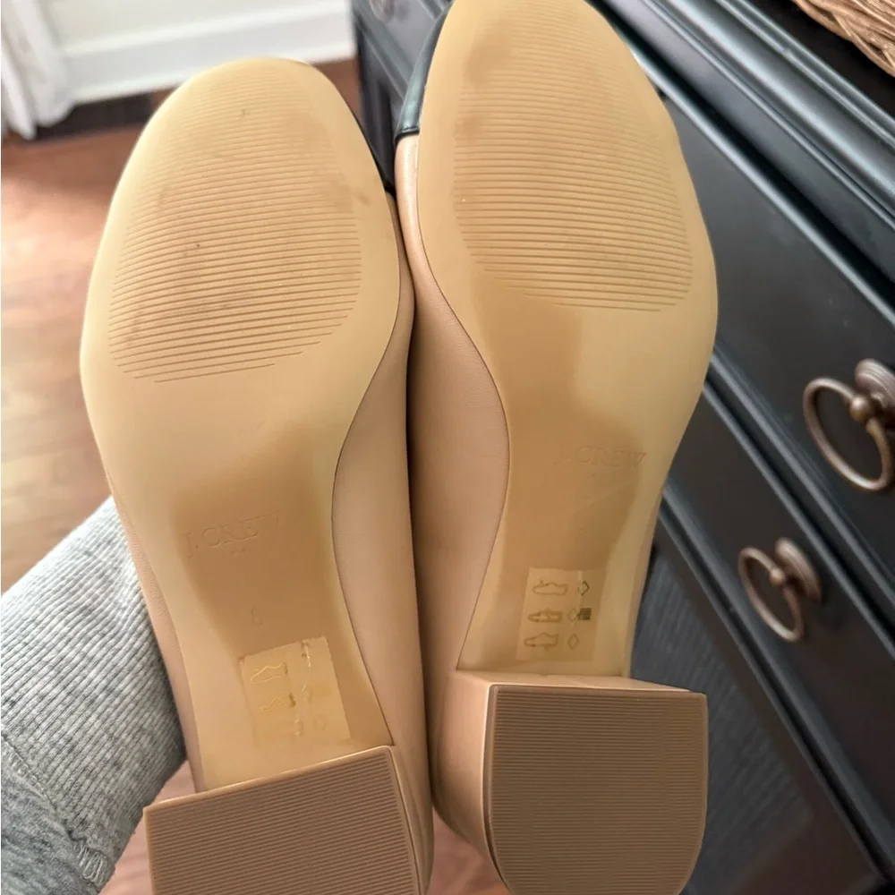 J. Crew Tan and Black Cap-Toe Block Heels - Picture 6 of 7